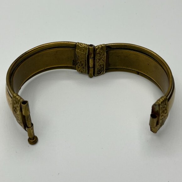 Vintage Brass Inlaid Tribal Bangle / Bracelet India JP231 - Picture 5 of 8